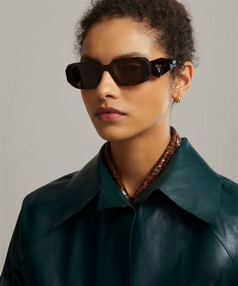 prada round sunglasses model shot|prada rectangular sunglasses.